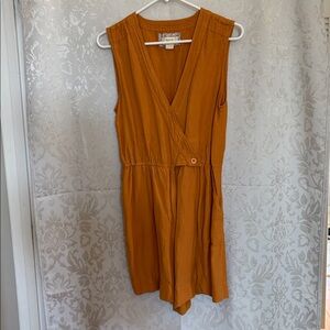 Sleeveless V-Neck Orange Romper